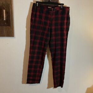 J Jill Women’s Red and Black Plaid Pants